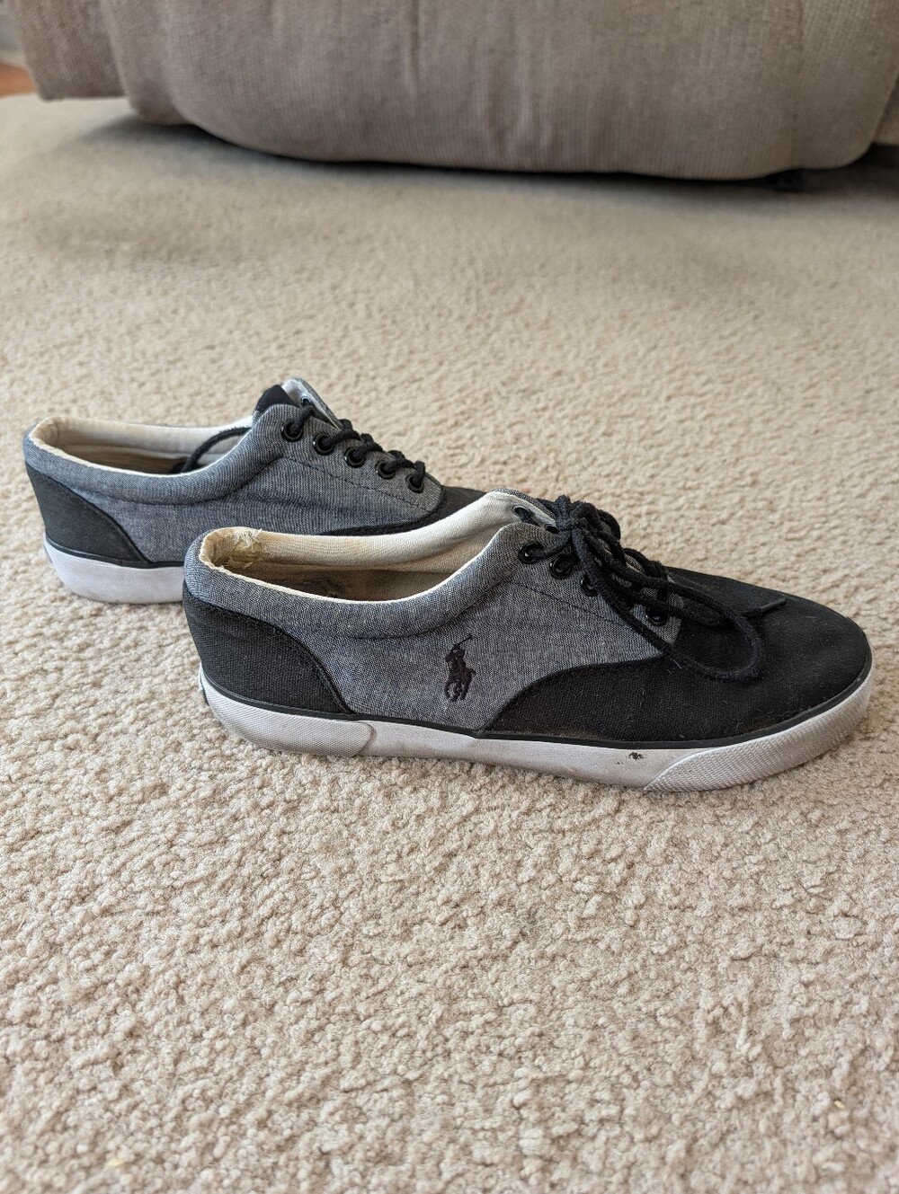 Polo Ralph Lauren Two-Tone Black & Gray Low-Top Canvas Sneakers